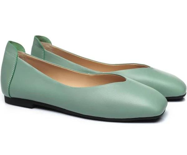 Australian Shepherd UGG Women Leather Ballet Flats Linda, Green / 38