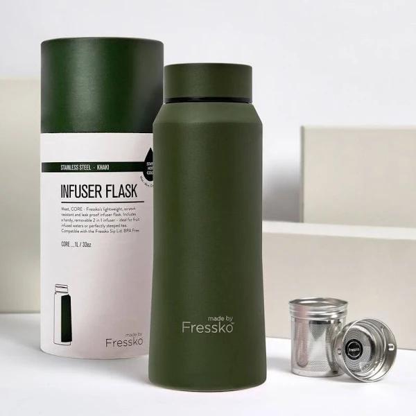 Fressko Insulated Stainless Steel Flask - Core 1 Litre, Khaki