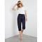 Rockmans Crop Linen Button Pants Navy - 12