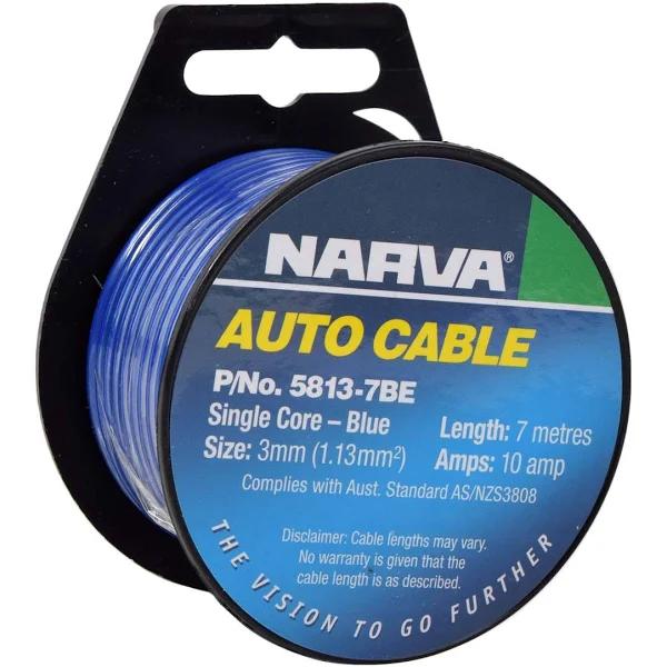 Narva 5813-7BE 10A 3mm Blue Single Core Cable (7m)