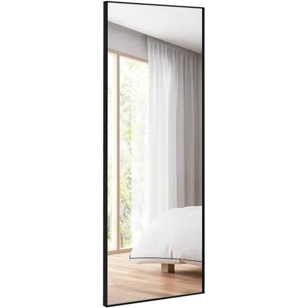 Costway 1.5m Wall Mirror Full-length Dressing Makeup Mirror Aluminum Frame Bathroom Bedroom Black