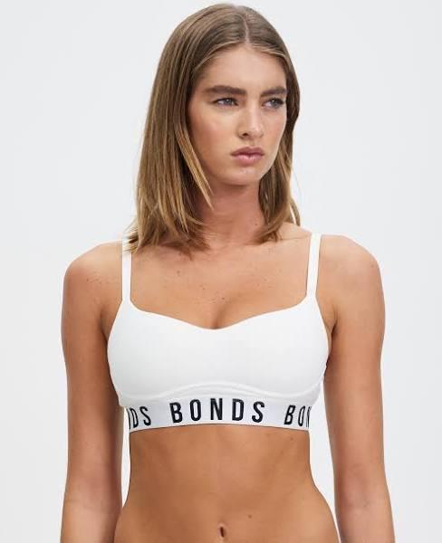 Bonds Icons Wirefree Bra in White Size: 10