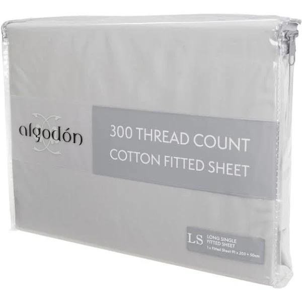 Cotton Fitted Sheet (Silver) - Long Single