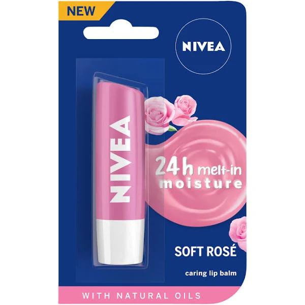 Nivea Soft Rose Lip Balm - 24H Moisture with Natural Oils, 4.8g (Pack of 1)