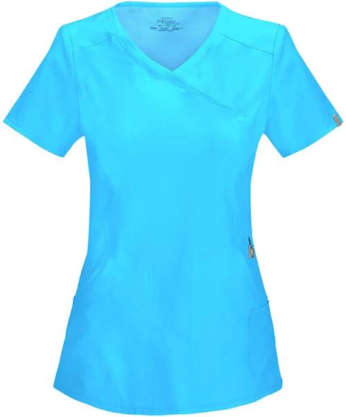 Cherokee Infinity Scrubs Mock Wrap Scrub Top - XS - Turquoise