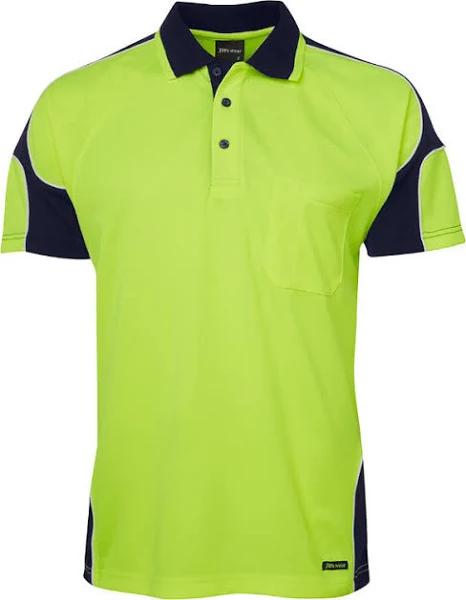 JBS Hi Vis Short Sleeve Arm Panel Polo, 4XL / Lime/Navy