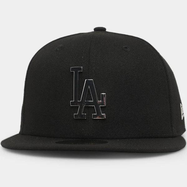 New Era Los Angeles Dodgers 'Metal Badge' 59Fifty Fitted Black/Silver - Size 712