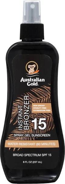 Australian Gold Spray Gel Sunscreen SPF 15 with Instant Bronzer 237ml