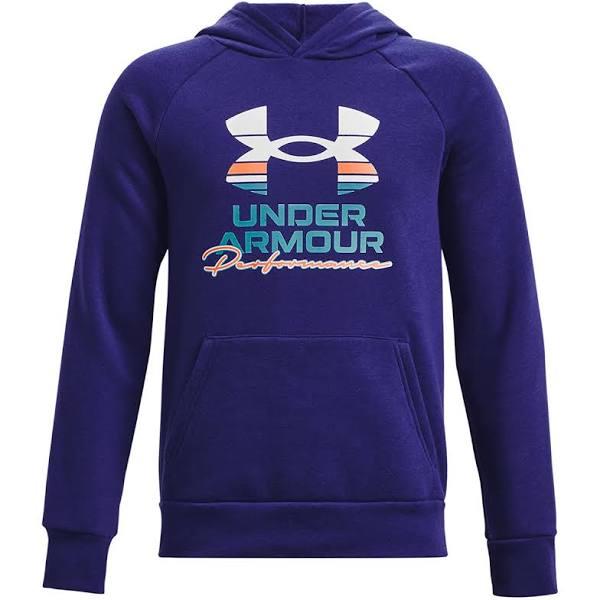 Under Armour Boys Rival Fleece Graphic Hoodie Blue XL