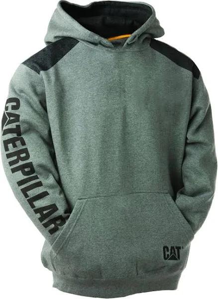 Cat Logo Panel Hooded Sweatshirt, 4XL / Dark Heather