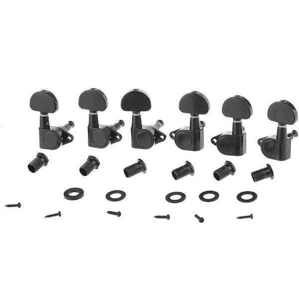 Musiclily 3+3 Epi Style Sealed Guitar Tuners String Tuning Pegs Keys Machine Heads Set For Les Paul Epiphone Electric Guitar Half Moon Button Black