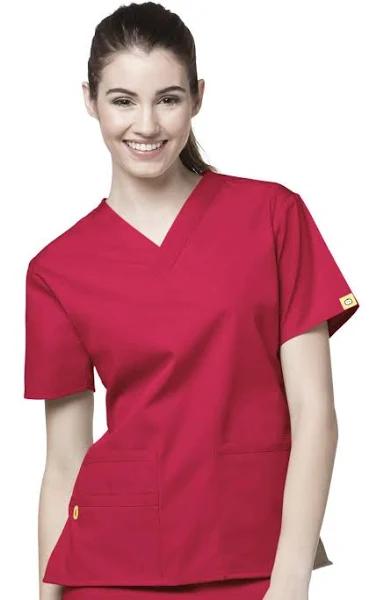 WonderWink Scrubs Bravo V-Neck Top - M - Red