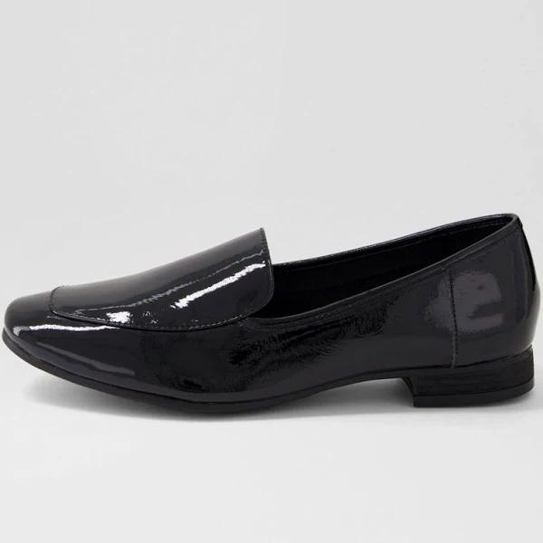 Diana Ferrari Temimie Black Patent Leather Loafers Black Womens Shoes Casual Flat Shoes