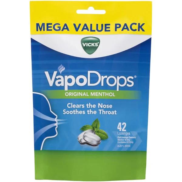 Vicks VapoDrops Lozenges 42 Pack - Original Menthol