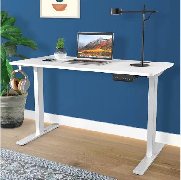 Ufurniture Electric Standing Desk Height Adjustable 140cm Splice Board Sliver Frame/White Table Top - AfterPay & zipPay Available