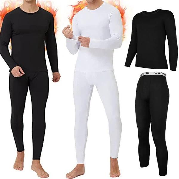 Men Thermal Underwear Set Long Johns Long Sleeve Base Layer Set Tops