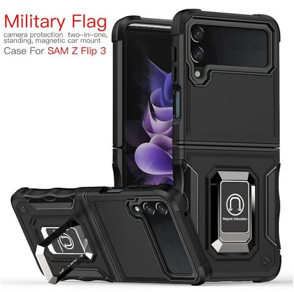 QW Heavy Duty Shockproof Protective Phone Cover for Samsung Galaxy Z Flip 3-Black - AfterPay & zipPay Available