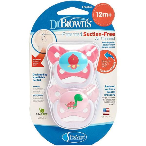 Dr Browns Prevent Contoured Pacifier 12 Months+ Pink 2 Pack