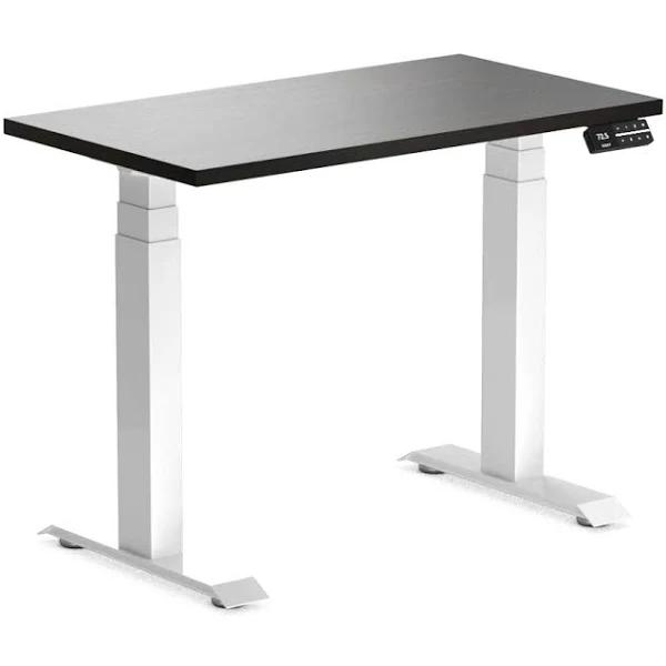 Desky Dual Mini Sit Stand Desk - Burnished Wood / 900 x 500 / White - AfterPay & zipPay Available