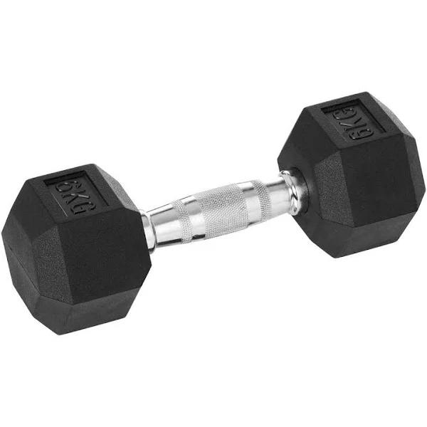 Celsius 6kg Rubber Hex Dumbbell 1 Piece