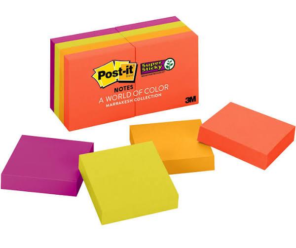 Post-It Notes Super Sticky 622-8SSAN Pads in Electric Glow Colors, Ninety 2 x 2 Sheets, 8 Pads/Pack