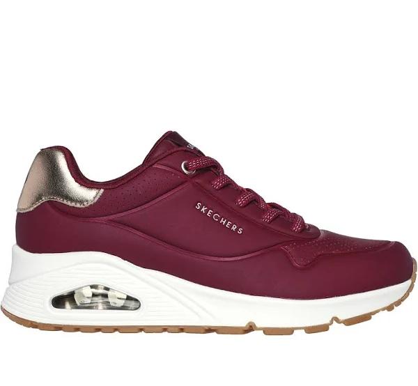 Skechers Womens Uno Shimmer Away Burgundy