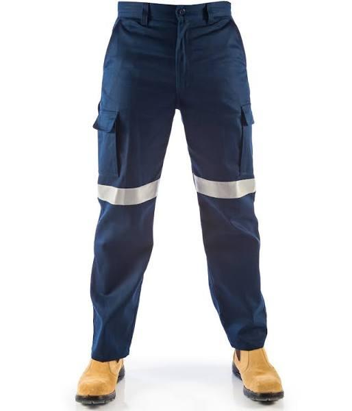 DNC Cotton Drill Cargo Pants With 3M R/Tape - Navy - 74L