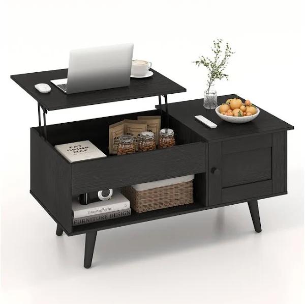 Giantex Lift Top Coffee Table Living Room Table w/Open Shelf Home Office Center Table Rustic Black - AfterPay & zipPay Available