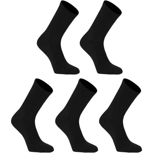 Rexy 5 Pack Medium Black 3D Seamless Crew Socks Slim Breathable