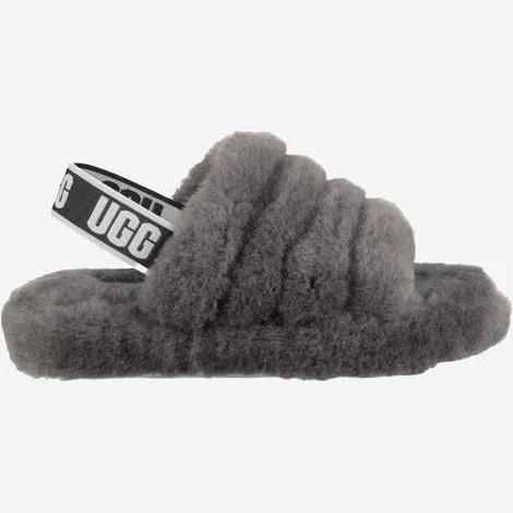 UGG Fluff Yeah Slide Kids Slippers - Charcoal - UK 2