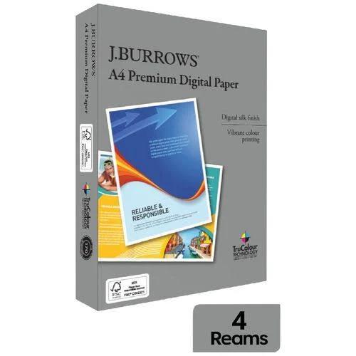 J.Burrows Premium 200gsm A4 Copy Paper 250 Sheets 4 Pack