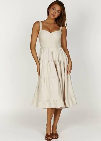 Adriana Linen Midi Dress | Natural