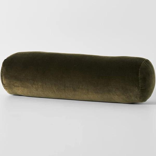 Aura Home Luxury Velvet Bolster - Khaki