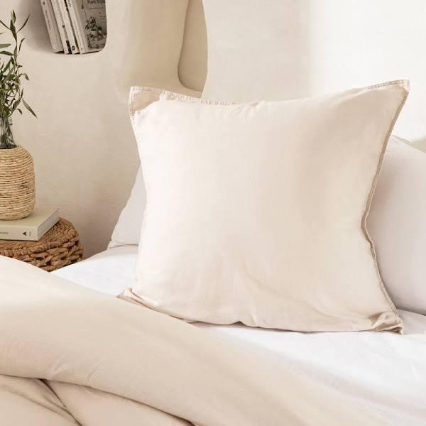 Essentials Washed Linen Look Natural European Pillowcase Natural European European Pillowcase