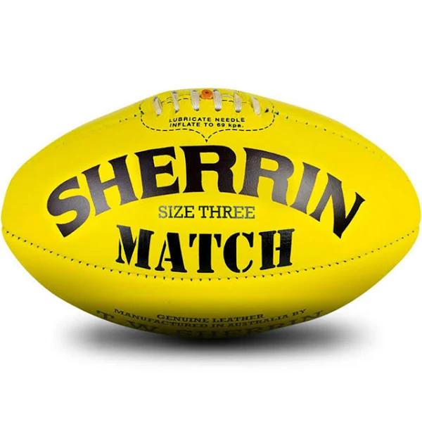 Sherrin Match Leather Aussie Rule Football Size 3 Yellow