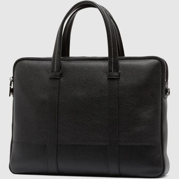 Oxford Armarda Leather Briefcase in Black