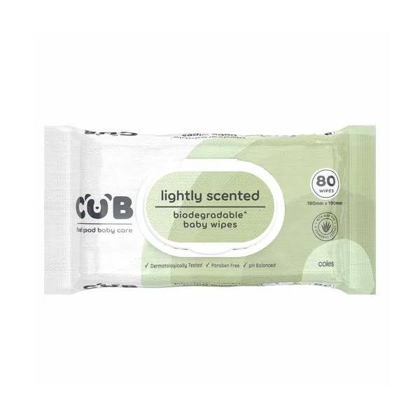 Cub Biodegradable Lightly Scented Baby Wipes 80 Pack