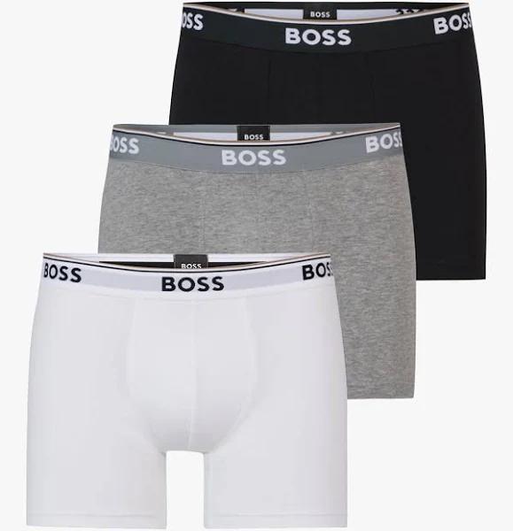 Boss Power Logo Cotton White Grey Black Boxer Shorts (3 Units) - S