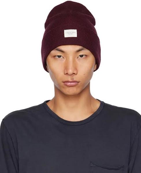 Rag & Bone Icon Addison Wool Blend Beanie Burgundy