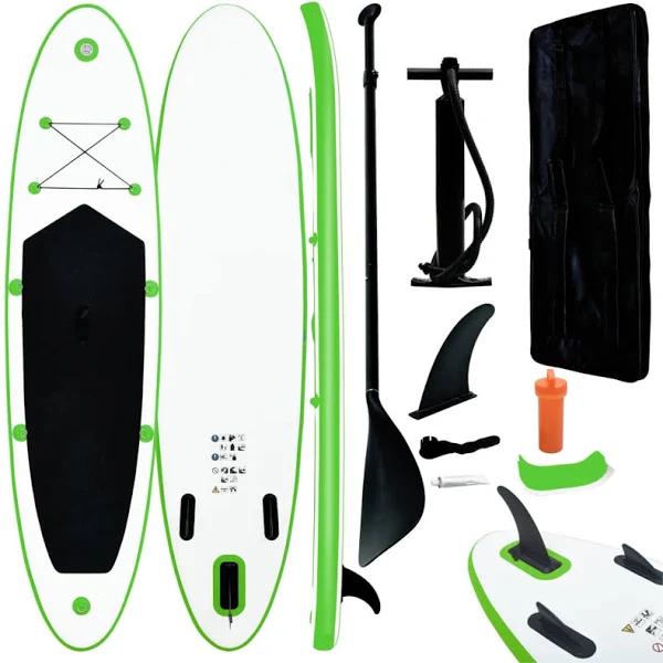 vidaXL Inflatable Stand Up Paddleboard Set Green and White