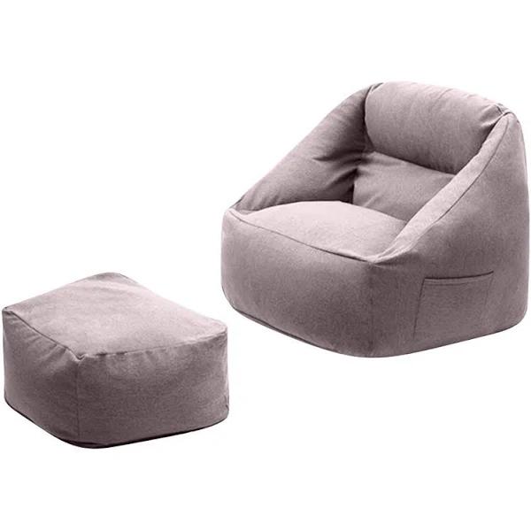 Viviendo Bean Bag Chair Armrest Ottoman Lounger Cover Lazy Sofa Kids Grey