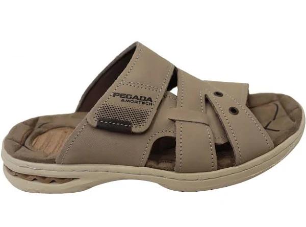 Pegada Islander Mens Comfortable Leather Slides Sandals Made in Brazil