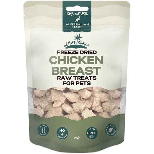 Nature Island Freeze Dried Chicken Breast Raw Treats 80g for Pets