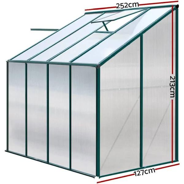 Greenfingers Greenhouse Aluminium Green House Garden Polycarbonate 2.52x1.27M