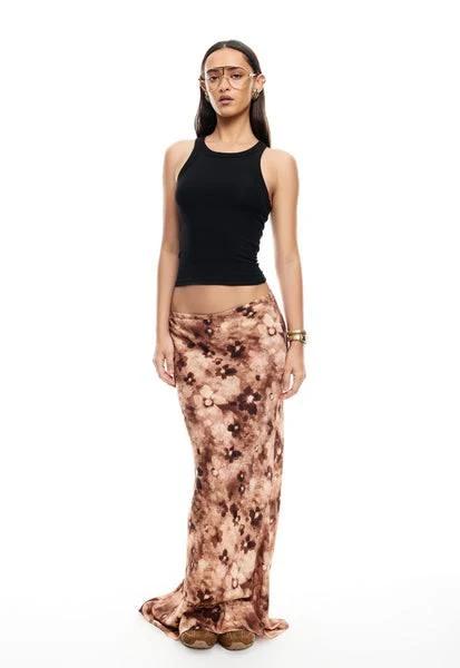 Lioness Hudson Maxi Skirt in Chocolate Floral, Size XS