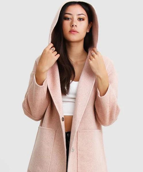 Belle & Bloom Walk This Way Blush Wool Blend Oversized Coat Pink L