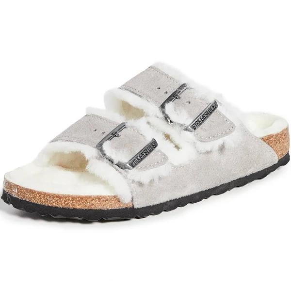 Birkenstock Gray Narrow Arizona Shearling Sandals