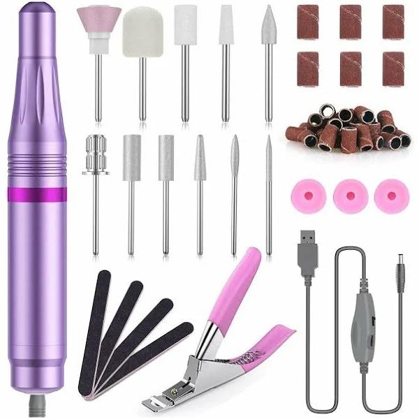 Rose Pink Electric Nail Files 20000 RPM Electric Manicure Pedicure Kit