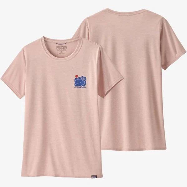 Patagonia Women's Capilene Cool Daily Graphic Shirt - Waters - Sunrise Rollers: Cozy Peach X-Dye / XL