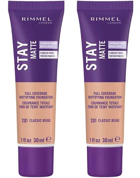 Rimmel Stay Matte Liquid Foundation, Classic Beige, 1 fl oz, Pack of 2